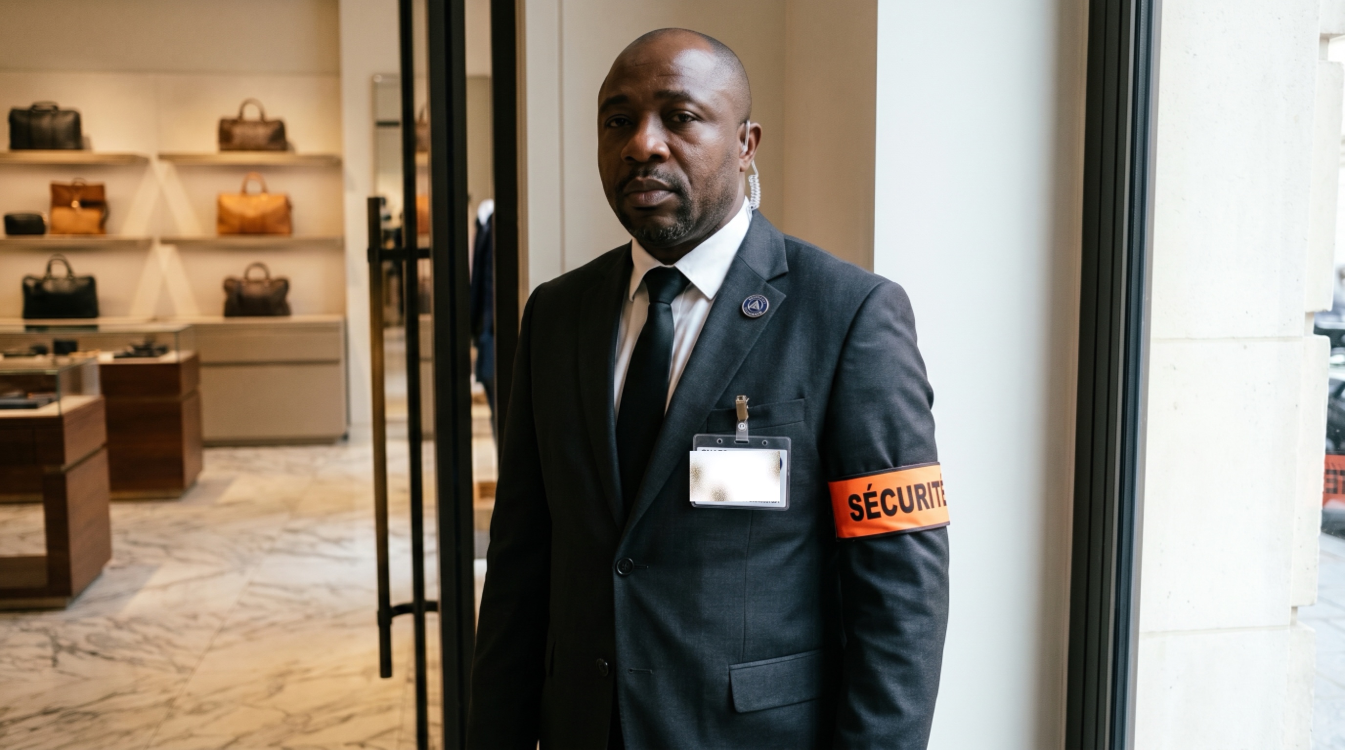 Agent Security Alliance en boutique de maroquinerie de luxe